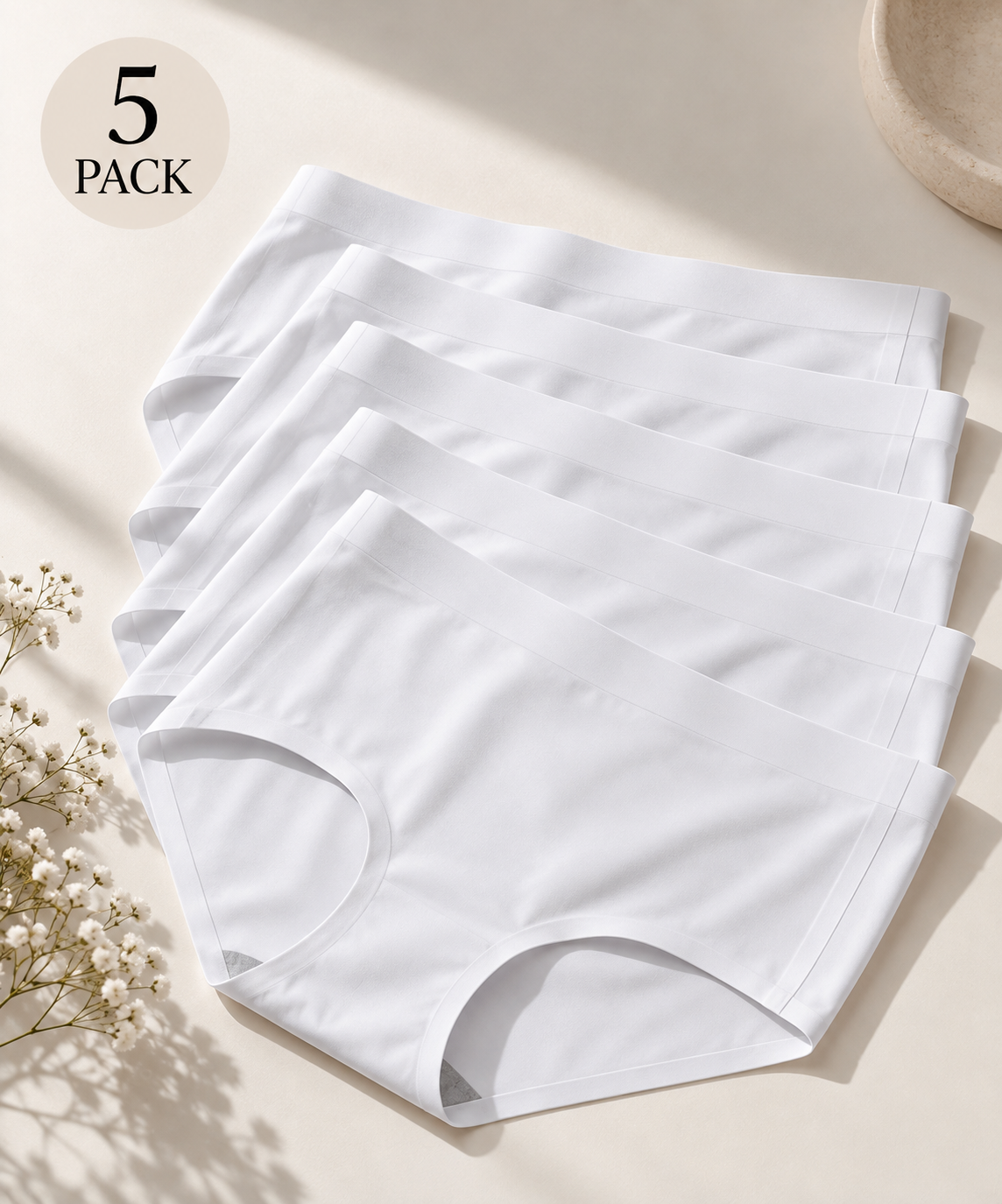 Nauriva - Pack de 5 braguitas invisibles de talle alto