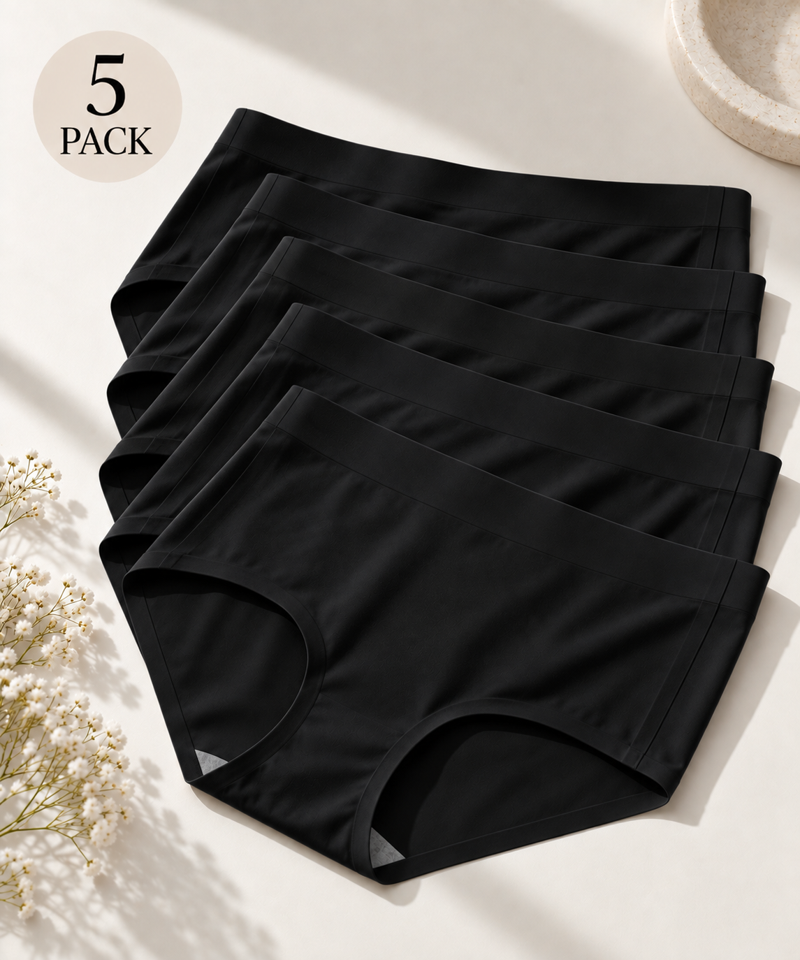 Nauriva - Pack de 5 braguitas invisibles de talle alto