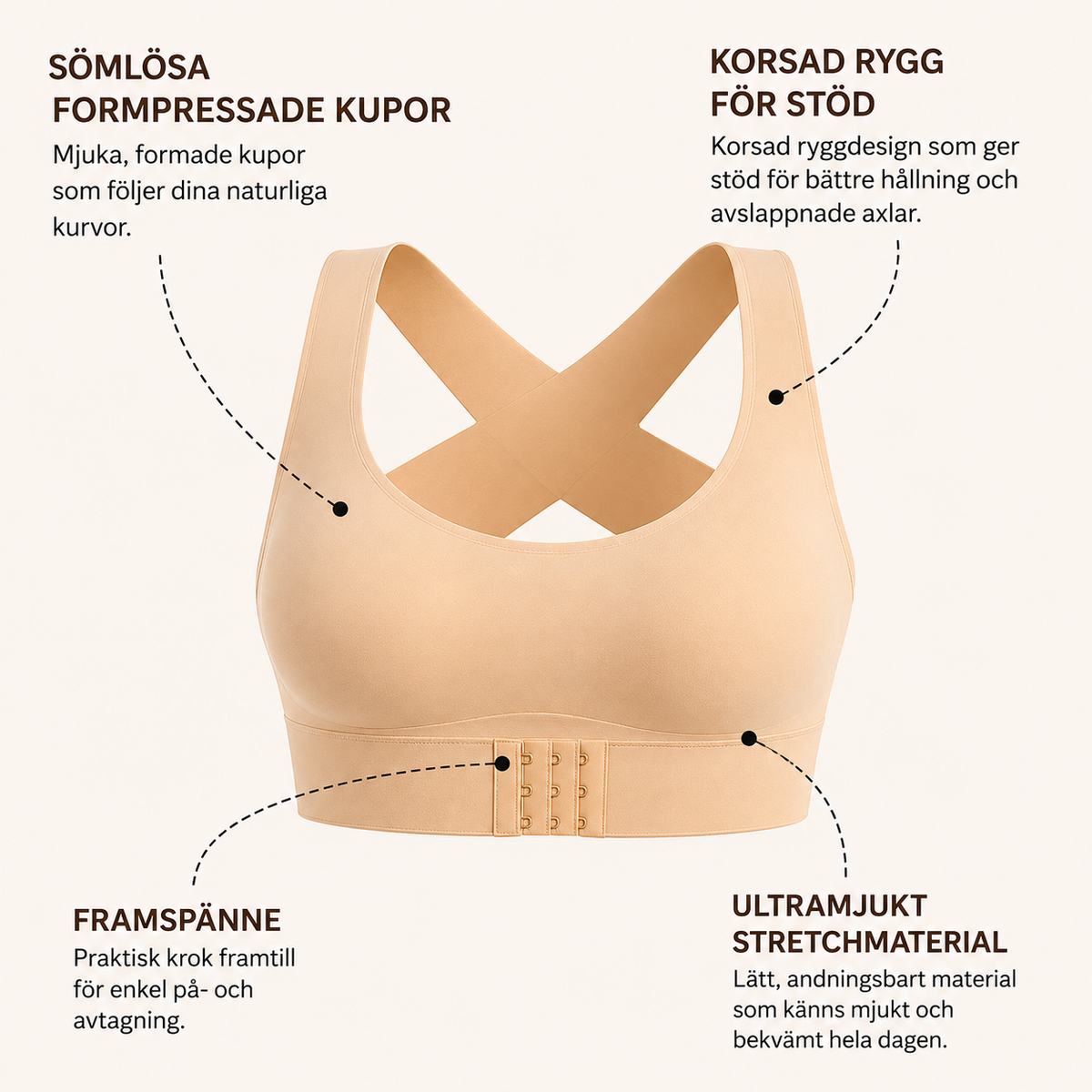 Nauriva - Sujetador sin aros con soporte postural
