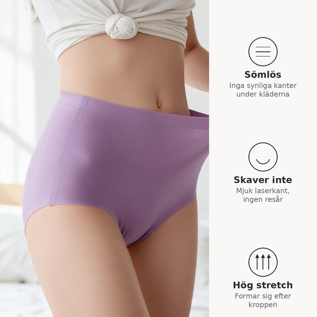 Nauriva - Pack de 5 braguitas invisibles de talle alto